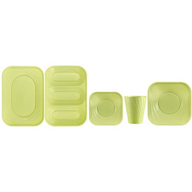 Piatto di Plastica PP "X-Table" Piazza Piano Lime 230mm (120 Pezzi)