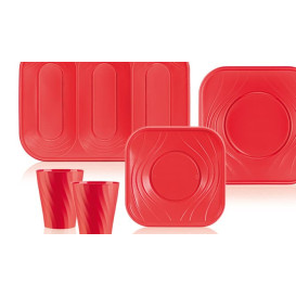Vassoio di Plastica "X-Table" Rosso PP 330x230mm (2 Pezzi)