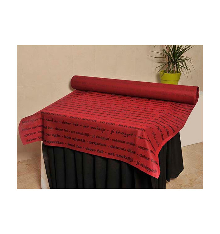 Tovaglia Rotolo Non Tessuto Bordò "Buon Appetito" 1,2x50m 50g (1 Unità) Tovaglia Rotolo Non Tessuto Bordò "Buon Appetito" 1,2x50m 50g (1 Unità)