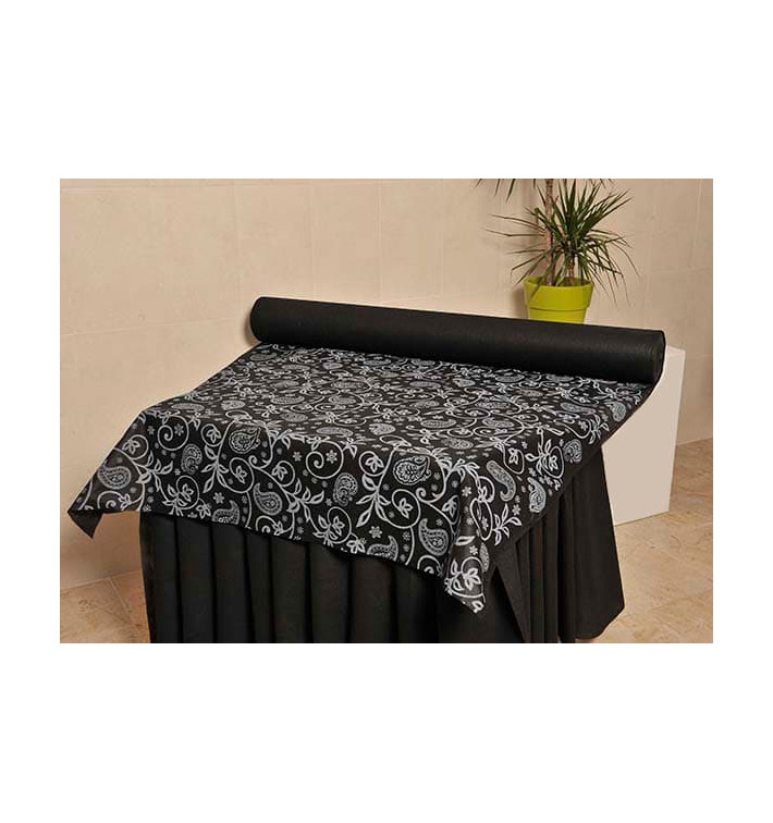 Tovaglia Rotolo Non Tessuto Nero "Cachemire" 1,2x50m 50g (1 Unità) Tovaglia Rotolo Non Tessuto Nero "Cachemire" 1,2x50m 50g (1 Unità)