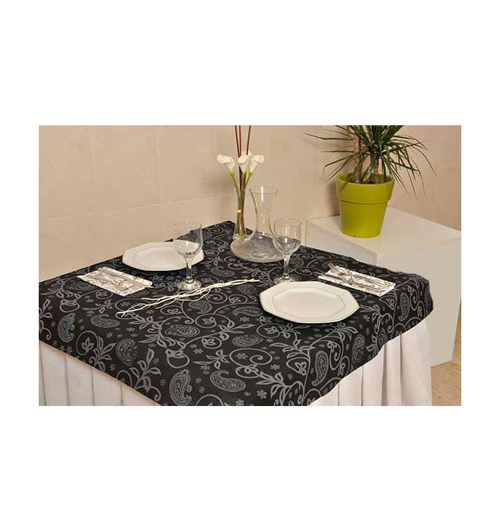 Tovaglia Non Tessuto Nero "Cachemir" 120x120cm (150 Pezzi) Tovaglia Non Tessuto Nero "Cachemir" 120x120cm (150 Pezzi)