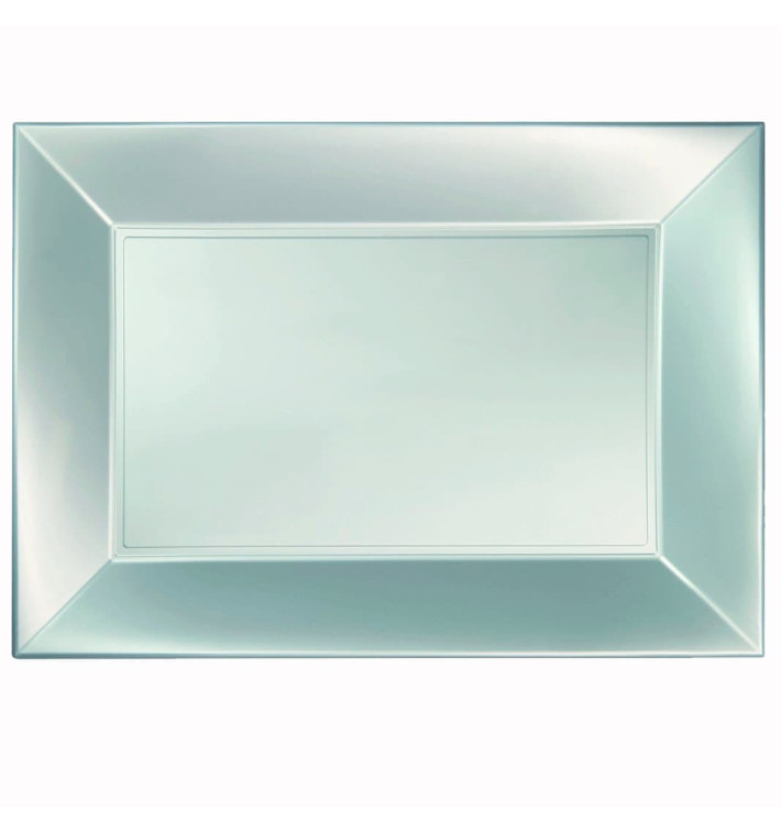 Vassoio Plastica Argento Nice Pearl PP 345x230mm (6 Pezzi) Vassoio Plastica Argento Nice Pearl PP 345x230mm (6 Pezzi)