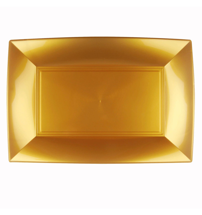 Vassoio Plastica Oro Nice PP 345x230mm (60 Pezzi) Vassoio Plastica Oro Nice PP 345x230mm (60 Pezzi)