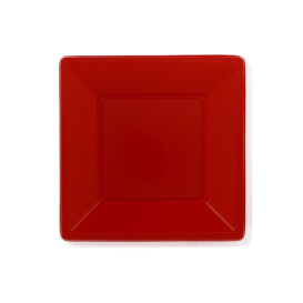 Piatto Plastica Piano Quadrato Rosso 230mm (25 Pezzi)