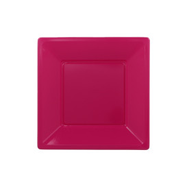 Piatto Plastica Piano Quadrato Fucsia 170mm (25 Pezzi)