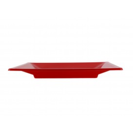 Piatto Plastica Piano Quadrato Rosso 230mm (750 Pezzi)