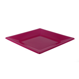 Piatto Plastica Piano Quadrato Fucsia 170mm (25 Pezzi)