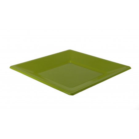 Piatto Plastica Piano Quadrato Verde Pistacchio 170mm (5 Pezzi)