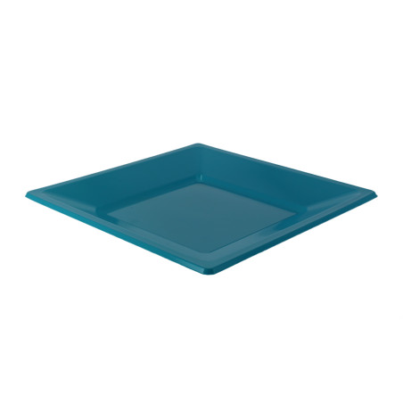 Piatto Plastica Piano Quadrato Turchese 170mm (5 Pezzi )