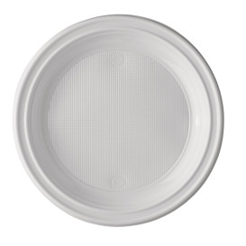 Piatto di Plastica PS 1 Scomparto Bianco 220mm (100 Pezzi)