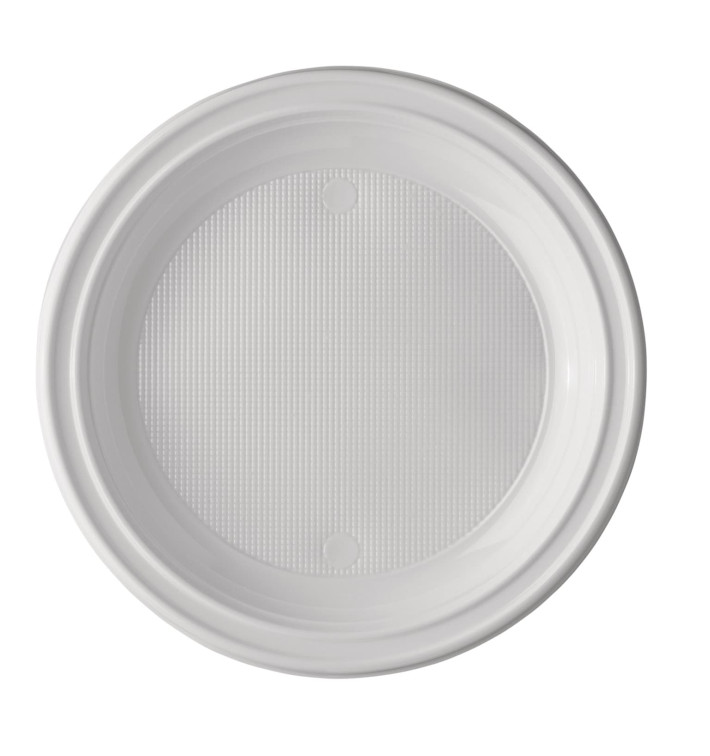 Piatto di Plastica PS 1 Scomparto Bianco 220mm (100 Pezzi)