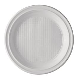 Piatto di Plastica PS 1 Scomparto Bianco 220mm (1400 Pezzi)