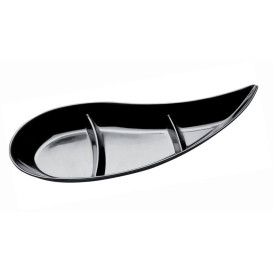 Salsera Degustazione Virgola 3 Scomparti Nero 30 ml (500 Pezzi)