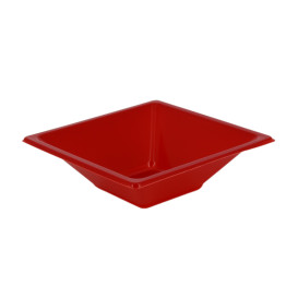 Ciotola Plastica PS Quadrato Rosso 12x12cm (12 Pezzi)