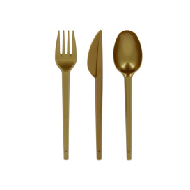 Cucchiaio di Plastica PS Oro 165mm (20 Pezzi)