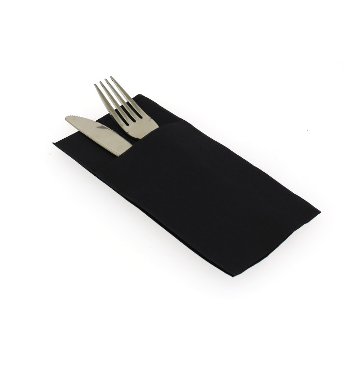 Tovagliolo Portaposate di Carta 40x40cm Nero (960 Pezzi) Tovagliolo Portaposate di Carta 40x40cm Nero (960 Pezzi)