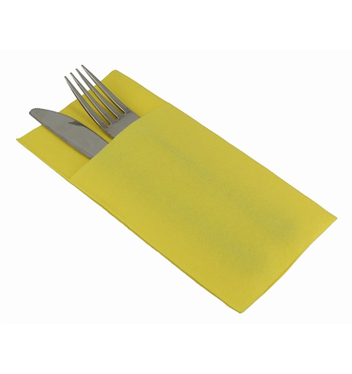 Tovagliolo Portaposate di Carta 40x40cm Giallo (30 Pezzi)