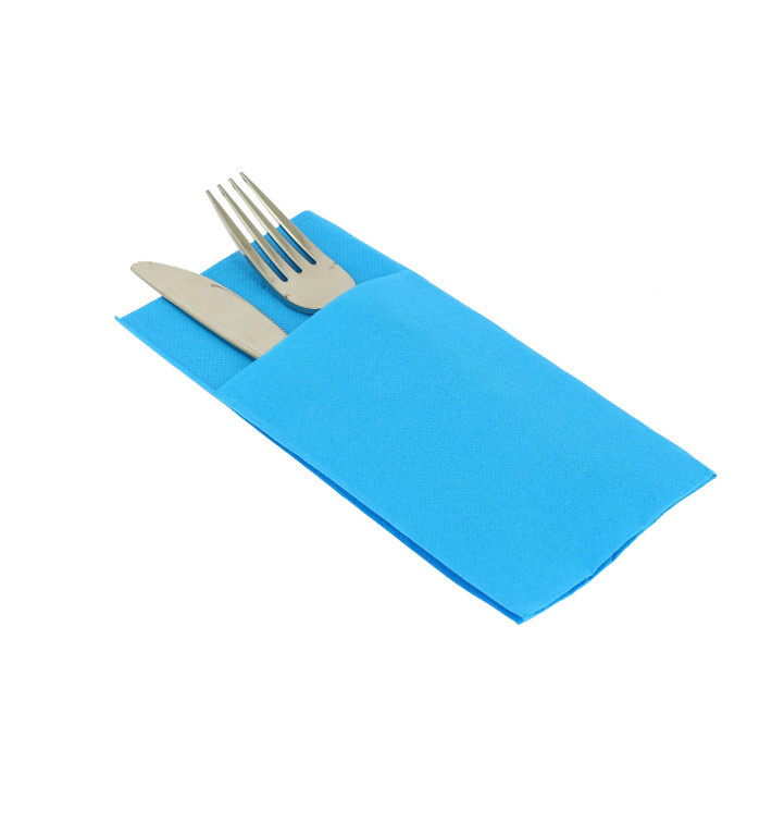 Tovagliolo Portaposate di Carta 40x40cm Turchese (960 Pezzi) Tovagliolo Portaposate di Carta 40x40cm Turchese (960 Pezzi)