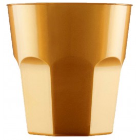 Bicchiere di Plastica Cocktail Oro PS Ø73mm 220ml (50 Pezzi)