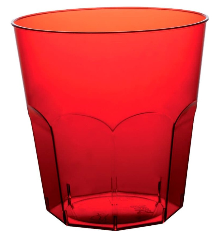Bicchiere di Plastica Rosso Trasp. PS Ø73mm 220ml (50 Pezzi) Bicchiere di Plastica Rosso Trasp. PS Ø73mm 220ml (50 Pezzi)