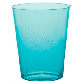Bicchiere di Plastica Moon Turchese Trasp. PS 350ml (20 Pezzi)