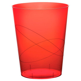 Bicchiere di Plastica Moon Rosso Trasp. PS 350ml (400 Pezzi)