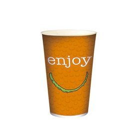 Bicchiere di Carta 16 Oz/500 ml "Enjoy" Ø9,0cm (50 Pezzi)