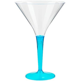 Coppa di Plastica Cocktail con Gambo Turchese 100 ml (48 Pezzi)