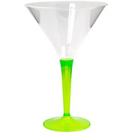 Coppa di Plastica Cocktail con Gambo Verde 100 ml (6 Pezzi)