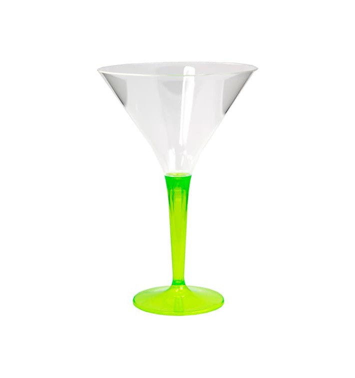 Coppa di Plastica Cocktail con Gambo Verde 100 ml (6 Pezzi)