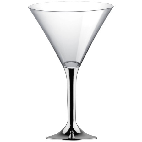 Coppa Plastica Cocktail Gambo Argento Cromato 185ml 2P (20 Pezzi)