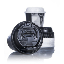Coperchio "Lift n' Lock" PS Nero Ø9,4cm (100 Pezzi)