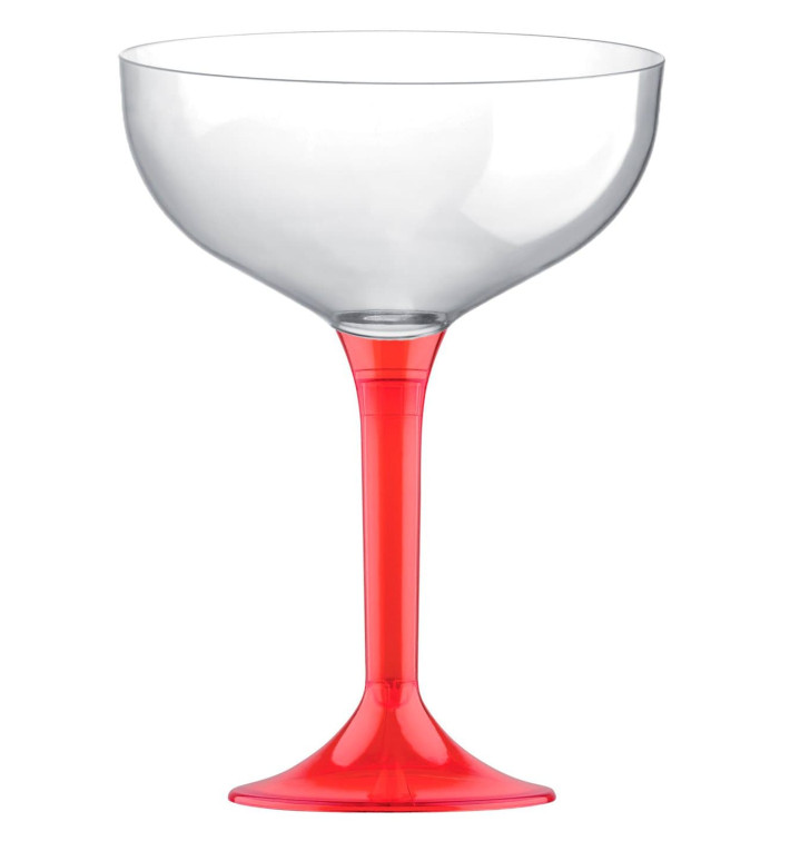 Coppa Plastica Champagne Gambo Red Transp. 200ml 2P (200 Pezzi) Coppa Plastica Champagne Gambo Red Transp. 200ml 2P (200 Pezzi)