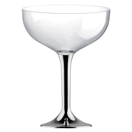 Coppa Plastica Champagne Gambo Argento Cromato 200ml 2P (20 Pezzi)