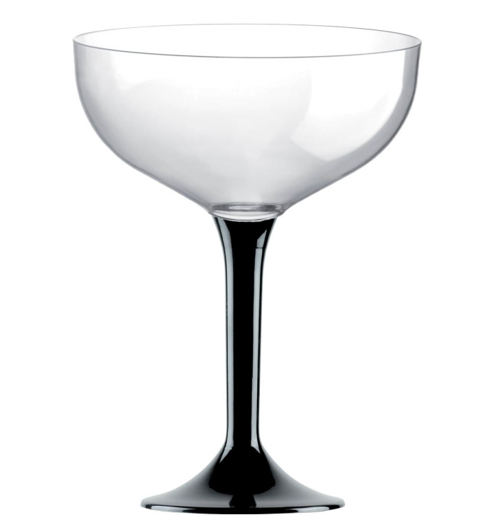 Coppa Plastica Champagne Gambo Nero 200ml 2P (20 Pezzi) Coppa Plastica Champagne Gambo Nero 200ml 2P (20 Pezzi)