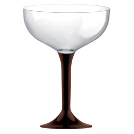 Coppa Plastica Champagne Gambo Marrone 200ml 2P (20 Pezzi)