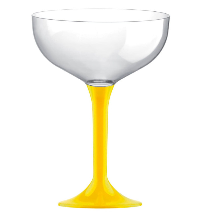 Coppa Plastica Champagne Gambo Giallo 200ml 2P (200 Pezzi) Coppa Plastica Champagne Gambo Giallo 200ml 2P (200 Pezzi)