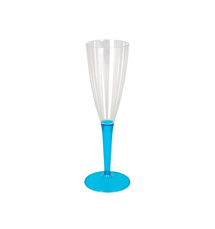Calice di Plastica Flute Gambo Turchese 100ml (6 Pezzi) Calice di Plastica Flute Gambo Turchese 100ml (6 Pezzi)
