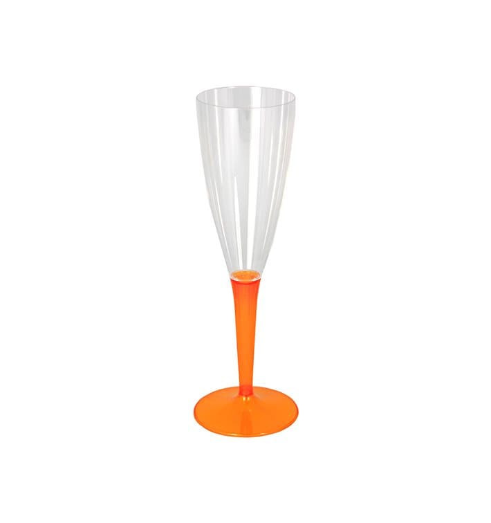 Calice di Plastica Flute Gambo Arancione 100ml (72 Pezzi) Calice di Plastica Flute Gambo Arancione 100ml (72 Pezzi)