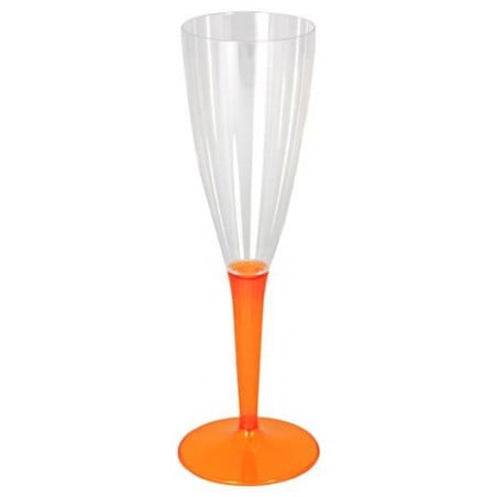 Calice di Plastica Flute Gambo Arancione 100ml (6 Pezzi)