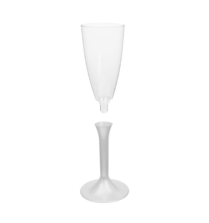 Calice Plastica Flute Gambo Bianco Perlato 120ml 2P (20 Pezzi) Calice Plastica Flute Gambo Bianco Perlato 120ml 2P (20 Pezzi)