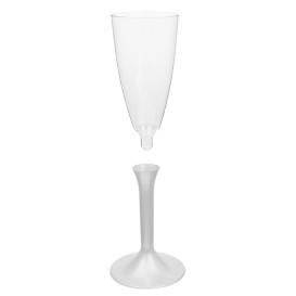Calice Plastica Flute Gambo Bianco Perlato 120ml 2P (200 Pezzi)