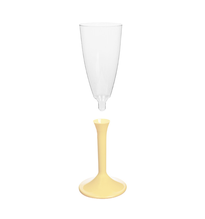 Calice Plastica Flute Gambo Crema 120ml 2P (20 Pezzi) Calice Plastica Flute Gambo Crema 120ml 2P (20 Pezzi)