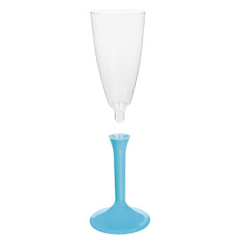 Calice Plastica Flute Gambo Turchese 120ml 2P (20 Pezzi)
