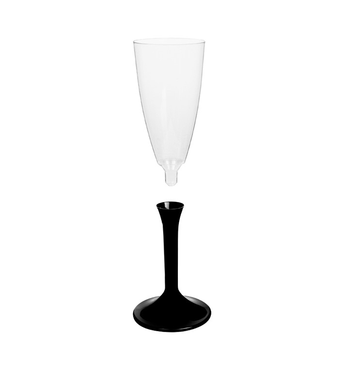 Calice Plastica Flute Gambo Nero 120ml 2P (20 Pezzi) Calice Plastica Flute Gambo Nero 120ml 2P (20 Pezzi)