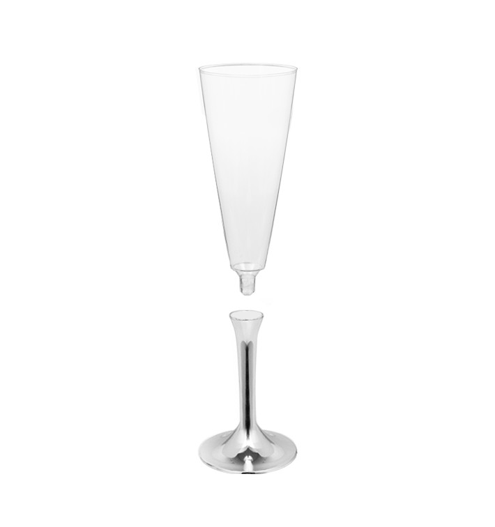 Calice Plastica Flute Gambo Argento Cromato 160ml 2P (20 Pezzi) Calice Plastica Flute Gambo Argento Cromato 160ml 2P (20 Pezzi)