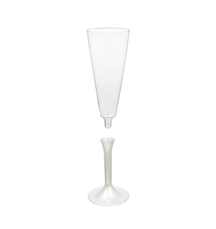 Calice Plastica Flute Gambo Bianco Perlato 160ml 2P (20 Pezzi) Calice Plastica Flute Gambo Bianco Perlato 160ml 2P (20 Pezzi)