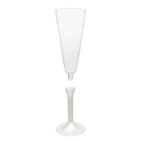 Calice Plastica Flute Gambo Bianco Perlato 160ml 2P (20 Pezzi)