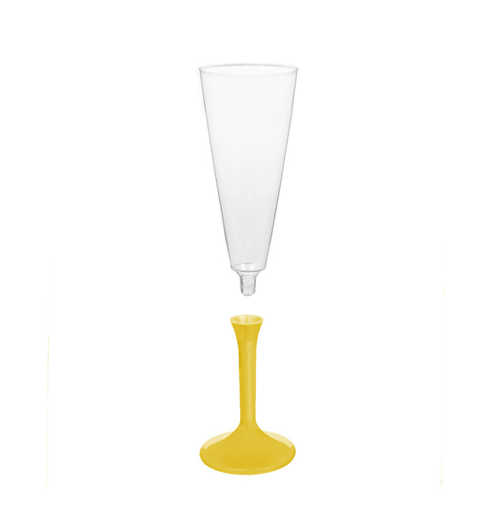 Calice Plastica Flute Gambo Giallo 160ml 2P (200 Pezzi) Calice Plastica Flute Gambo Giallo 160ml 2P (200 Pezzi)