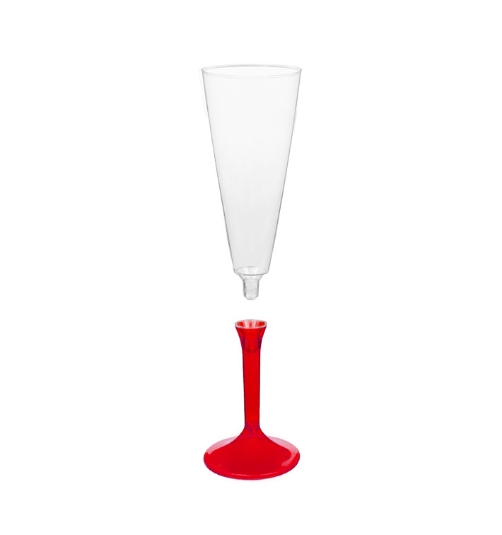 Calice Plastica Flute Gambo Red Transp. 160ml 2P (20 Pezzi) Calice Plastica Flute Gambo Red Transp. 160ml 2P (20 Pezzi)